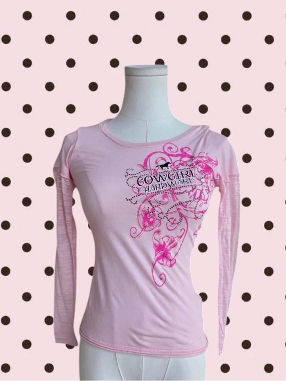 Cowgirl Hardware Pink Long Sleeve Mesh